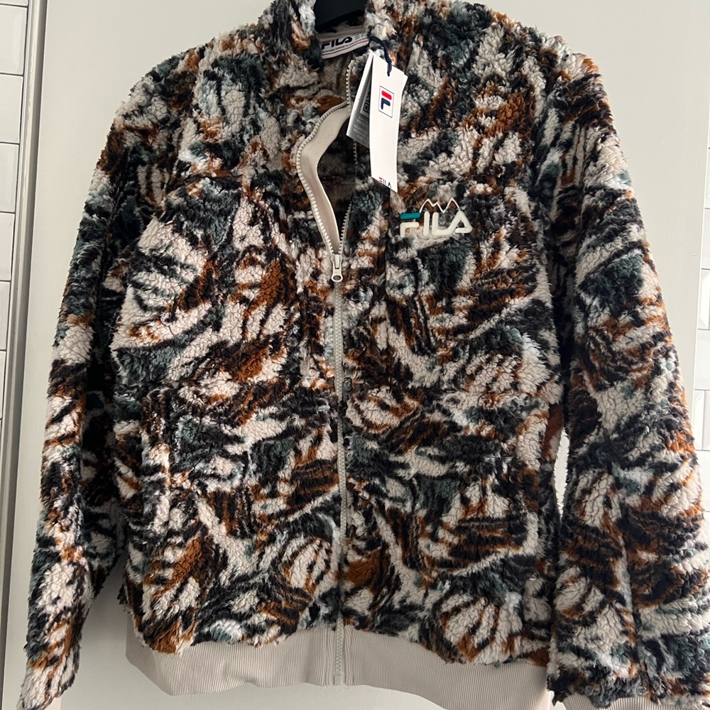 Fila Multicolor Drewe Sherpa fleece jacket medium NWT